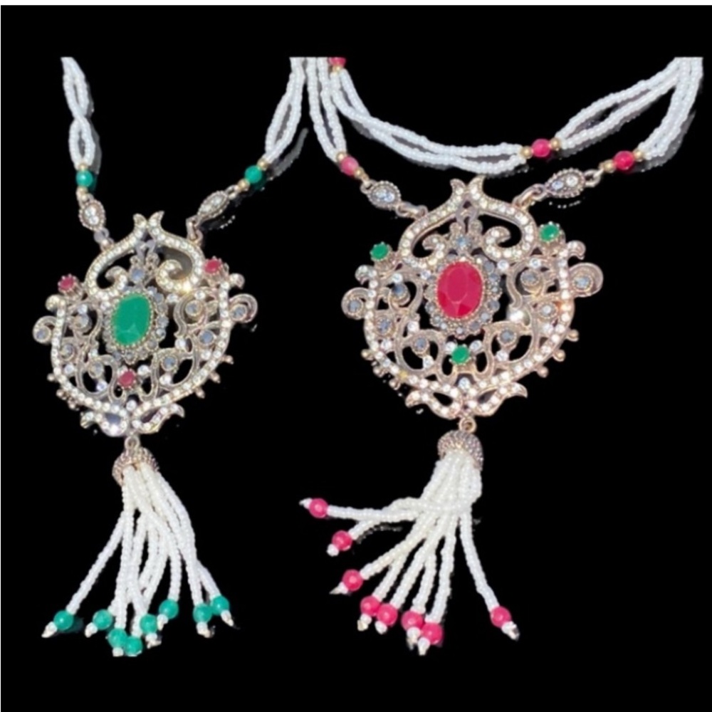 2 Elegant Multi-Color Pendants Necklaces